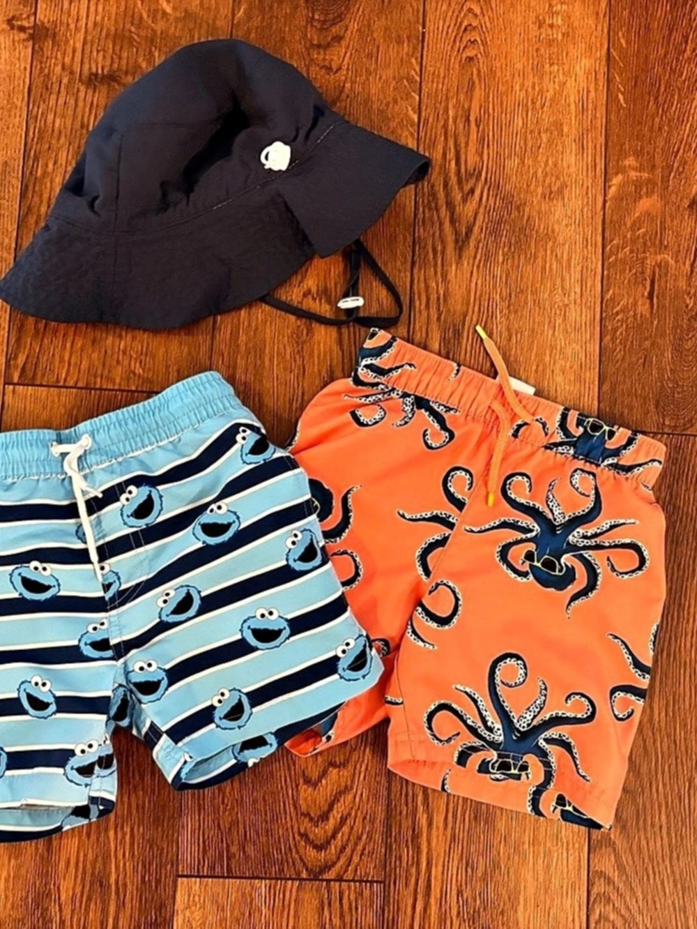 Sesame Street Kids Swim Trunks Set Blue & Orange